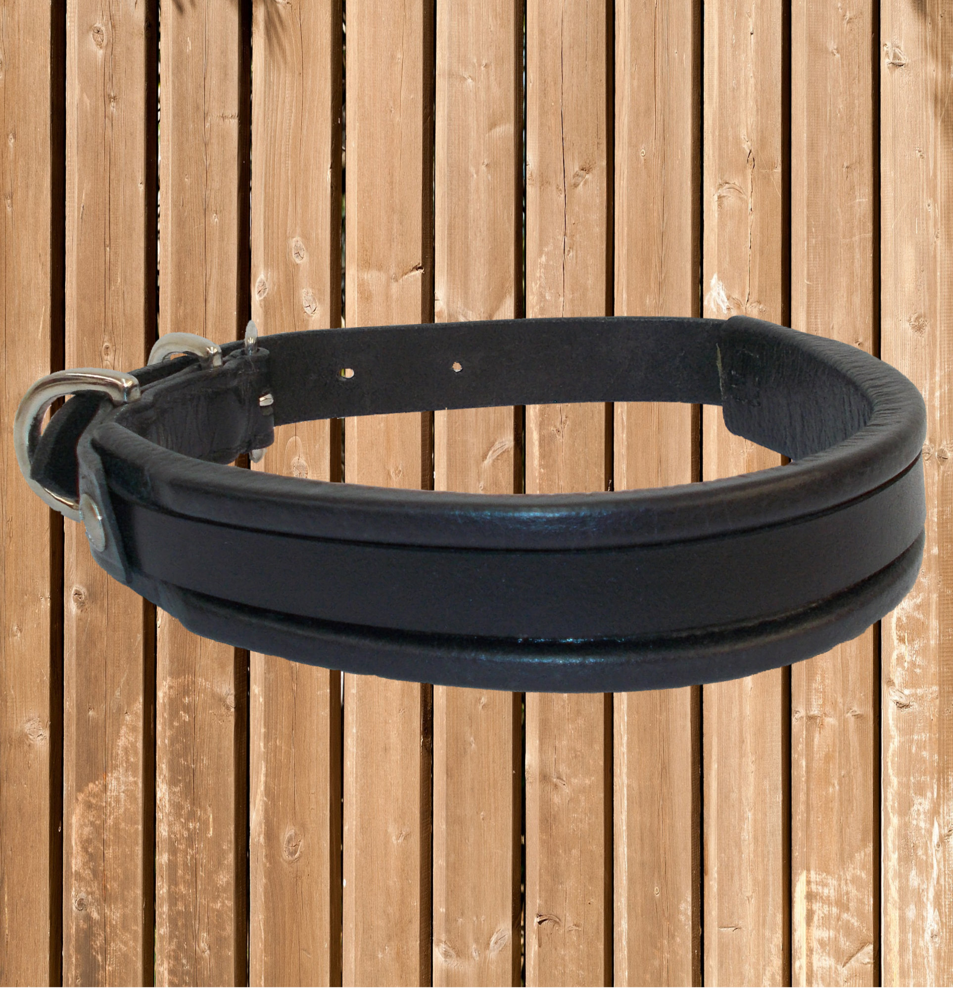 Hundehalsband f. Schmuckbuchstaben, HKM Leder Halsband, schwarz